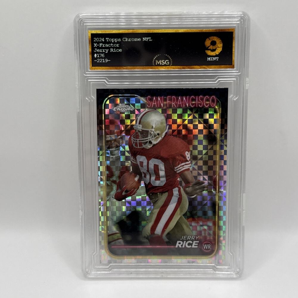 QTY: 2024 Topps Chrome - Jerry Rice San Francisco 49ers X-Fractor #176 Graded 9